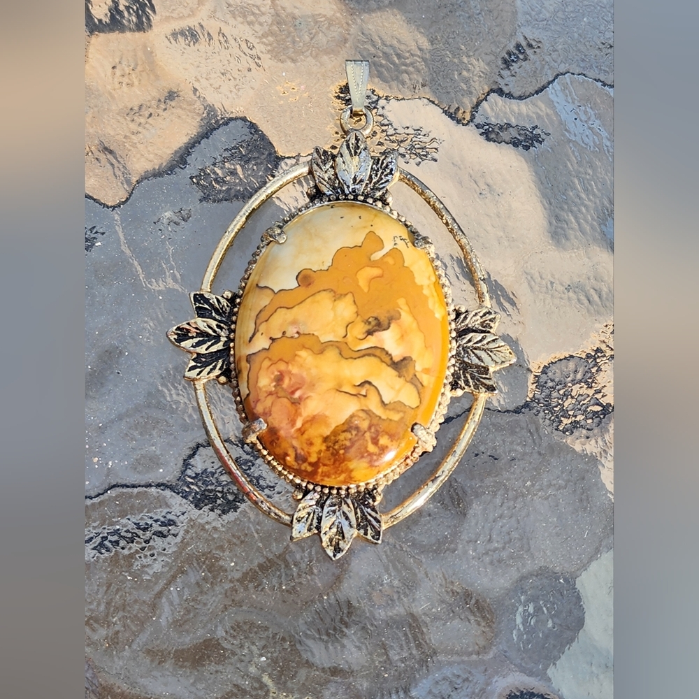 Handcrafted Yellow Jasper Pendant Necklace - Elegant Boho Style
